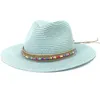 Cappelli a tesa larga HT3653 Primavera Estate Cappello da sole Donna Perline Fascia Fedora Panama Donna Paglia Vacanza Berretto da spiaggia Donna Floppy Eger22