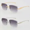 Selling Metal Rimless Leopard Series Sunglasses 3524012 Unique Oversized Shapes Large Square Gradient Lenses Surround Eyewear C De2663