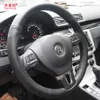 Case de cubiertas de volante de cuero artificial Yuji-Hong para Volkswagen VW CC Tiguan Passat Touran Golf 6 Cubierta cosida a mano334V