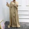 Vêtements ethniques Ramadan 3 pièces Musulman Ensembles abayas pour femmes Robes turces Robe de hijab 2022 ouvert Abaya Dubai Islam Musulman Ensembles