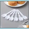Ice Cream Tools Kitchen Kitchen Dining Bar Home Garden 5000Pcs/Lot Plastic Scoop Folding Fork Spoon Measuring Cre Dhqo2