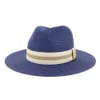 Sombreros de ala ancha moda mujer verano paja Maison Michel sombrero de sol para playa al aire libre elegante papá sombrero de sol Panamá Fedora Oliv22