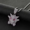 Hip Hop Iced Out Bling Anime Ghost Pendant Necklace With Crystal Miami Cuban Necklaces For Men Women Icy Jewelry Dropshipping