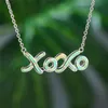 Pendant Necklaces Cute Female White Opal Necklace Rose Gold Silver Color Chain For Women Simple Letter XOXO Wedding NecklacePendant