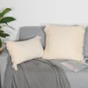 Coussin/oreiller décoratif 2 pièces/ensemble housse de coussin coton lin gland taie d'oreiller touffeté Beige décoratif jet à la mode pour canapé-lit maison