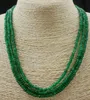 18"Natural 3 Rows 2X4mm Faceted Green Emerald Gemstone Abacus Bead Necklace