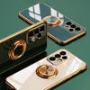 Plating Metal Ring Holder Phone Cases For Samsung Galaxy A52 A72 A32 Note 20 S20 Ultra S20 FE S22 S21 Plus Luxury Silicone Cover