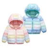 2-6 jaar regenboog warme babymeisjes witte eend down jassen herfst kinderen jas kinderen jongens winterkleding overjas dikker bovenkleding J220718