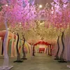 Flor de cerezo artificial de seda de 2,6 M de altura, simulación de camino de árbol de flor de cerezo con marco de arco de hierro para accesorios de fiesta de centro comercial de boda