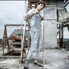 Jeans pour hommes S-2xl Hip-hop Denim Jumpsuit Hommes Trou Neuf Pantalon Version Coréenne De La Marée Jeune Couple Slim Strap Coiffeur Bavoir