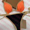 Orange Bikini Womens Swimwear Set Plaid Edge Swimsuit Bikinis Summer Beach Ladies Bathing Suit