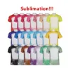 Sublimation Bleached Shirts Party Heat Transfer Blank Bleach Shirt Polyester T-Shirts US Men Women Supplies FS9535 F060219