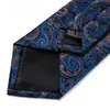 Pañuelos de lazo de lujo azul dorado Paisley seda para hombres 8 cm corbata de cuello de boda para hombres bolsillo cuadrado gemelos conjunto collar Pin GiftBow