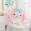 Plysch leksak kawaii cinnamoroll kuromi min melodi plysch ryggsäck doll axel messenger väskor säck tote crossbody väska för lolita flicka