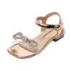 Sandals Children's Summer Princess Bow Fashion Girl High Heels Soft Sole Dress Sweet Shoes Beach Kids Gift