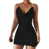 Casual Dresses Sexy Pearl Backless Women's Dress Y2k Summer Sleeveless Off Shoulder Halter Neck Skirt For Sex Party DressesCasual