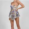 Vintage çok renkli çiçek baskısı seksi askı dres yaz şifon supershort elbise tatil plaj sundress vestido 220526