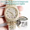 Orologi gioielli Arcobaleno arabo diamanti quadrante Sa3255 automatico 81409 126334 126333 orologio da uomo cassa in oro ghiacciato con diamanti