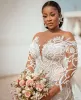 Plus Size Mermaid 2022 Bröllopsklänningar med avtagbar tåg Beaded Lace Appliqued Bridal Gown Custom Made Robe de Mariée Pro232