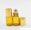 DHL./FEDEXによるエッセンシャルオイル香水瓶のステンレス鋼ローラーボール上の携帯用詰め替え可能な3mlの琥珀色のガラスロール