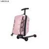 Suitcases Vescovo 21inch PC Men Travel Suitcase Scooter High Quality Rolling Luggage Trolley Bag On Wheels