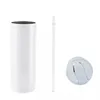 20oz DIY Sublimation Straight Mug Tumbler White Blank Stainless Steel With Sealed Lids And Straw Thermos Insulated Water Bottle 05244k