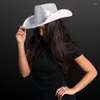 Bérets chapeau de Cowgirl blanc feutre avec corde de cou étoile à paillettes roses pour habiller les fêtes et jouer à la plupart des filles