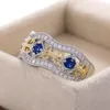 Bröllopsringar Huitan Vintage Gorgeous Female Finger Ring Shine Blue CZ Stone Wife/Mother Birthday Present Stor antik Anillos Rita22