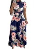 Sukienki imprezowe Kobiety Letni sukienka z krótkim rękawem 2022 Kwiatowy nadruk Waszy