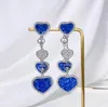 Dangle & Chandelier Luxury Malachite Front And Back Wearing Love Tassel Earrings For Women Gorgeous Heart Shape Sweet Charm Long Ear Jewelry