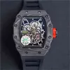 Uxury Watch Date ZF Richa Milles Carbon Fiber Watch Wei Royal Hollow Oak Fullt Automatic Mechanical Gui R RM35-02 MENS