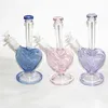 9 inch hartvorm glas bong waterpijpen roze groen blauw paars kleur dab rigs glas water pijpen bubbler met 14mm schuif kom stuk