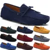 287 New Fashion Mens Casual Skor Läder Brittisk Stil Vårpar Äkta Ärter Skrubba Män Kör Lazy Man Overshoes Utomhus Bekväm Andningsbar Svart Gul