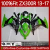 OEM-kropp för Kawasaki Ninja ex ZX 3R 300R ZX-3R ZX-300R 13-17 125NO.3 EX300R ZX300R ZX300 ZX3R 13 14 15 16 17 EX-300 2013 2014 2015 2016 2017 Injektionsfajning grön svart blk