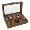Watch Boxes & Cases Portable Luxury Wooden Box Men Jewelry Rings Case Organizer Glass TopWatch