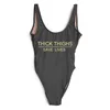 Women's Swimwear THICK THIGHS SAVE LIVES One Piece Swimsuit Plus Size Women Sexy Bodysuit Summer Bathing Suit Higt Cut Beachwear Femme