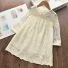 Bear Leader Girls Dress 2022 Nieuwe Summer Princess Dress Elegant Lace Half Sleeve kostuums feestjurken Kinderkleding 3 7Y G220428