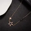 Hänge halsband koreanska mode rostfritt stål Dainty Rose Gold Color 3 Star Chain Necklace Unnique Pentagram för kvinnor Christmas Pendant