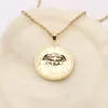 Luxury Designer Brand Double Letter Pendant Necklaces Chain Head Round 18K Gold Plated Crysatl Rhinestone Sweater Newklace for Women Wedding Jewerlry Accessories