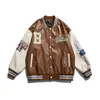 Veste de baseball en cuir Varsity PU Pu Men de base Vintage LETTRE DE LA LETTRE DE LA PACLOWROWS COLLES HIP HOP Bomber Mabier Unisexe T220816