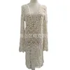 2022 Crochet Summer V Cou Robe De Plage Cover Up Sexy Creux Out Tricoté Tunique Maillot De Bain Coverup Femmes Plage Sarong Robe De Plage Y220401