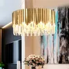 Lâmpadas pendentes Placa da sala de estar de luxo Gold 304 Luzes LED de aço Luster K9 Lâmpada pendurada de cristal Luminária Suspenda Lampraesping