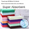 Polyester 30 * 60CM / 12 * 24INCH Serviette de cuisine en microfibre Doux Anti-graisse Chiffons d'essuyage non pelucheux Serviettes à cheveux à séchage rapide Verre à la maison par mer JJL12824