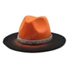 Fedoras Hat For Women Men New Two-color gradient Wool Felt Jazz Caps European American Wide Brim Panama Trilby Cap
