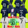 22 23 Mbappe Soccer Jerseys Player #30 Sergio Ramos 2022 2023 Maillots de Football 2022 2023 Marquinhos Verratti psgs hakimi men kids kits armort