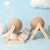 Chat Grattoir Jouet Pet Gratter Ball Bois Stand Chaton Sisal Corde Balle Conseil Meulage Pattes Meubles Fournitures Accessoires 220623