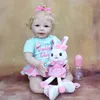 55 CM Doux Silicone Reborn Bébé Cheveux Blonds Fille Poupée Jouet Réaliste Réaliste 22 Pouces Princesse Toddler Souriant Lisa Bebe 220505