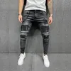 Jeans masculinos Hip Hop Men Hole Ripped Streetwear Elasticity Slim Fit Skinny Fashion Trousersmen's