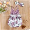 ROMMERS JUMPSUITSROMPERS Baby Kids Vêtements Baby Maternity Girls Sling Lace Raiper Infant Toddler Flowra Flora Dhe38