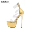 Nxy sandalen gouden platform pvc transparante vrouwen sexy peep teen trouwjurk super dunne hoge hakken zomer dames schoenen